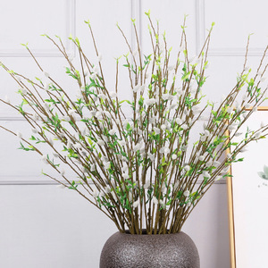 QIHAO Plante artificielle de saule argenté à fleurs jaunes, décoration de sol intérieure, pour mariage et maison, arrangement floral en plastique durable - Product Image 2