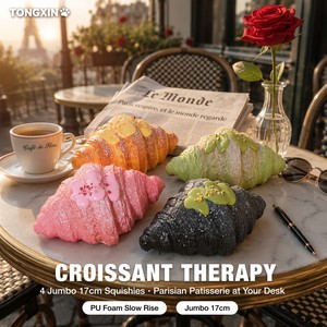 TONGXIN Squishy Croissant Géant Non Toxique 17cm en Mousse PU Réaliste à Remontée Lente, Jouet à Presser Anti-Stress, Vente en Gros OEM - Product Image 3