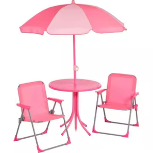 Ensemble <span class=keywords><strong>de</strong></span> mobilier <span class=keywords><strong>de</strong></span> loisirs d'extérieur personnalisé pour enfants Table et chaise pliantes portables avec parasol et parapluie en métal moderne pour patio Cartoon - Product Image 1