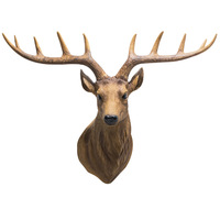 Tête de cerf en résine au design détaillé, décoration murale de style nordique, sculpture animale artificielle pour la décoration de fond de bar ou de chambre d'hôtel