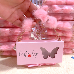 Lastrose Full Strip Lash Packaging Boxes Wholesale Private Label Box Empty Pink White Butterfly Paper 3D Mink Lash Chain Box