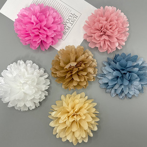 Tête de fleur de chrysanthème en tissu faite à la main, ronde, pour accessoires de bijoux DIY, décoration de vêtements, chaussures, sacs, style frais et doux - Product Image 1