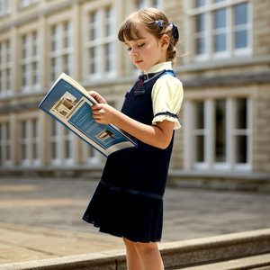 Haute qualité étudiant à manches courtes Peter Pan Blouses haut moyen école primaire uniforme filles chemise - Product Image 2