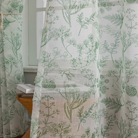 Rideaux floraux en lin de polyester 63 pouces de longueur rideaux à motifs de fleurs imprimées vert sauge pour fenêtre de ferme de salon