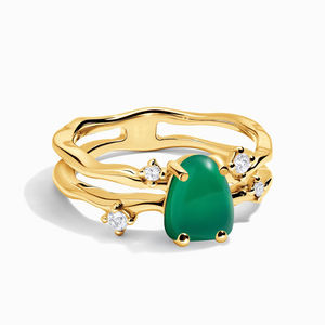 Bague en or et argent bague <span class=keywords><strong>de</strong></span> mariage en Agate verte platine et en argent Sterling avantages <span class=keywords><strong>de</strong></span> l'agate verte - Product Image 1
