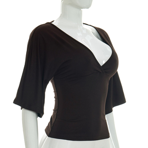 Viviblook Y26TP191 Camiseta de verano para mujer, nueva camiseta informal con cuello en V, media manga y tirantes sin espalda para mujer - Product Image 1