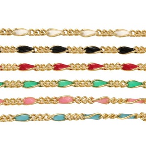 Cadena Llena de Oro 14K Diy Joyería Permanente Esmalte de Colores Cristal <span class=keywords><strong>Figaro</strong></span> 3 + 1 Cadenas para Collar Pulseras Fabricación de Joyas - Product Image 1
