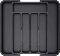 Organisateur de tiroir extensible, plateau à couverts en plastique réglable, porte-ustensiles de cuisine pour cuillères, fourchettes, couteaux