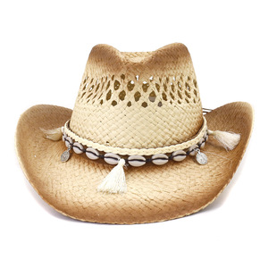 2022 nueva dama caliente viaje al aire libre protección solar playa vaquero sombreros de paja occidental <span class=keywords><strong>Rosa</strong></span> <span class=keywords><strong>sombrero</strong></span> de vaquera - Product Image 2