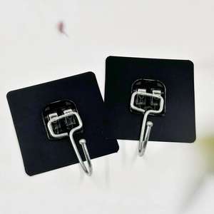 Ganchos adhesivos para cocina al por mayor, ganchos negros para baño montados en la pared, ganchos fuertes sin clavos para paredes y puertas, precio de 1 - Product Image 2