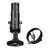 Microphone à condensateur filaire professionnel MU900 Pro avec éclairage RGB, connexion USB, cardioïde, pour streaming en direct et enregistrement, en métal