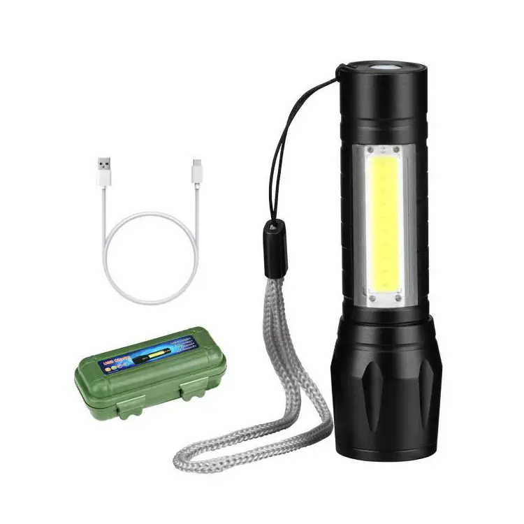Waterproof Portable Pocket Zoom Mini Torch led Flash light USB Rechargeable Zoomable COB led Mini Flashlight