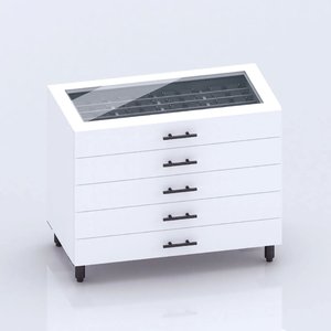 Tùy chỉnh kính hàng đầu thiết kế quang hiển thị Tủ 5 tầng gỗ trắng kính hiển thị tủ với nhung Khay ngăn kéo - Product Image 2