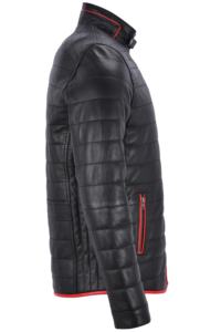 Chaqueta de Hombre Personalizada 100% Cuero Genuino Negro y Rojo, Acabado Suave, Cierre YKK, Marca Privada OEM/ODM, Estilo Casual Elegante - Product Image 3