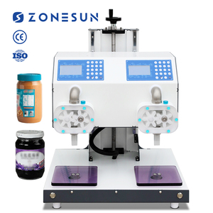 Machine de remplissage quantitative semi-automatique ZONESUN ZS-DTFP2 à double tête et pompe à engrenages pour miel, sauces, liquides visqueux et pâtes - Product Image 1