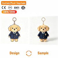 Porte-clés en peluche chien habillé sur mesure, animal en peluche doux, OEM ODM, cadeau de fête, approvisionnement en gros