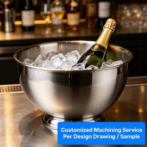 Customized Brass Aluminum Stainless Steel Beverage Cooling Tub Drinks Bottle Bar Cooler Chilling <b>Beer</b> Metal Champagne Ice Bucket - Product Image 3