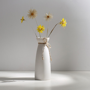 Vaso Moderno in Ceramica Bianca Minimalista <span class=keywords><strong>per</strong></span> Decorazione Casa, Centrotavola Soggiorno, Composizioni di <span class=keywords><strong>Fiori</strong></span> Secchi - Product Image 5