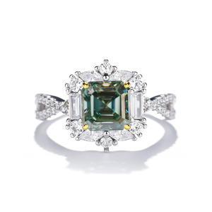 Moissanite ring 925 sterling zilver platina geplateerd <span class=keywords><strong>Asscher</strong></span> geslepen <span class=keywords><strong>2</strong></span> karaat Ice Tower gecertificeerd klauwzetting dames verlovingsring - Product Image 4