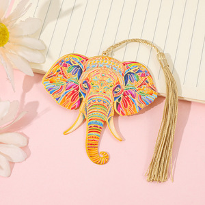 Segnalibro in Lega Smaltata Stile Esotico con Elefante, Vintage <span class=keywords><strong>Etnico</strong></span> Colorato Mandala, con Nappe Dorate - Product Image 3