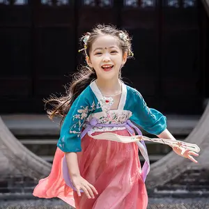 mavi gömlek ejderha kostüm Suppliers-Kız Hanfu kostüm Dongguan Taobao toptan Tang takım çin geleneksel İngiliz Hanfu kostüm çocuk kız