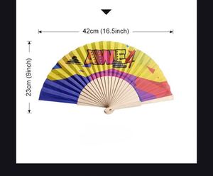 Éventail pliant en bois personnalisé de 23 cm avec surface en tissu, nouveauté publicitaire, cadeau rafraîchissant, promotion - Product Image 2