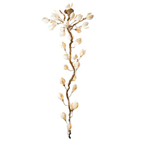 Lustre de luxe léger en laiton massif et céramique, motif fleur de magnolia, pour escalier long, suspension artistique design en forme de branche pour villa haut de gamme