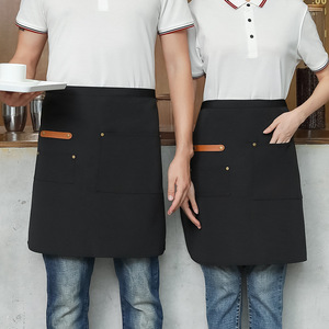 Tablier de serveur en toile et coton lin imperméable et résistant à l'huile, unisexe, demi-manches, <span class=keywords><strong>vêtements</strong></span> de travail pour la restauration et la <span class=keywords><strong>cuisine</strong></span>, logo imprimable en relief - Product Image 1