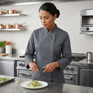 Uniforme de chef durable 100% coton à manches longues unisexe, fabricant OEM, respirant, pour cuisine, restaurant, hôtel, vêtements de travail - Product Image 1