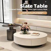 Ensemble de tables basses en marbre modernes, minimalistes, de luxe léger, durables et mobiles, avec structure métallique, ultra-simples, pour salon, mobilier haut de gamme