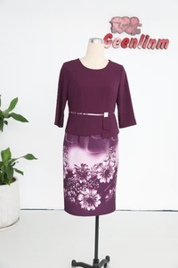 Vestidos Elegantes Florales de Poliéster Tejido Suave y Cómodo al por Mayor, Vestidos de Talla Grande para Mujer, Vestido Informal de Una Sola Pieza - Product Image 3