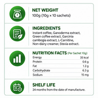 Fabricant de Marque Privée pour la Personnalisation de 10 Sachets de Poudre de Ginseng Antioxydante, Supplément Énergétique Herbal pour Café