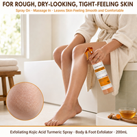 Spray Exfoliant Corporel à l'Acide Kojique et au Curcuma Marque Blanche AHA PHA Niacinamide pour les Bosses de l'acné kératique, les Taches Brunes sur les Genoux, les Aisselles et la Ligne du Bikini