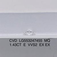 Diamantes al por mayor Precio de fábrica Suministro 1.43CT E VVS2 2EX Excelente diamante blanco Corte Marquesa Diamante cultivado en laboratorio CVD