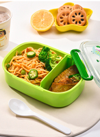 Boîte à lunch bento mignonne en forme de dessin animé sans BPA avec 2 compartiments amovibles, micro-ondable et réutilisable pour enfants et étudiants
