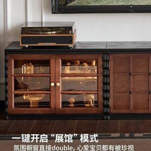 Mueble para TV de madera maciza con diseño de tablero de ajedrez, estilo retro francés, mueble de almacenamiento para sala de estar, mueble de suelo multifuncional - Product Image 3