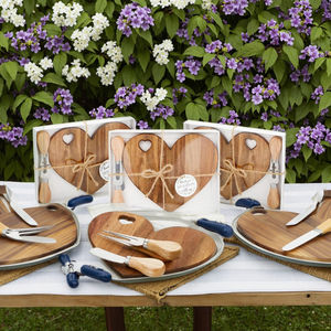 Set di taglieri di salumi in legno di Acacia Mini taglieri di formaggio a forma di cuore coltelli per formaggio da sposa doccia grazie scatola regalo per - Product Image 5