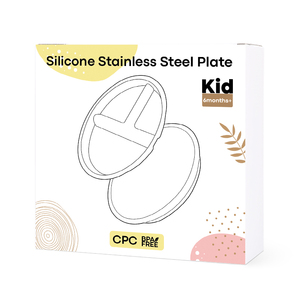 Assiette pour enfants en acier inoxydable anti-brûlure avec compartiments et <span class=keywords><strong>coque</strong></span> en <span class=keywords><strong>silicone</strong></span> amovible, assiette à succion pour bébé - Product Image 3