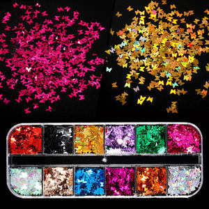 Lentejuelas 3D de uñas mixtas de 12 colores, láser, Estrella mágica, mariposa, arte de uñas fluorescente, duende decorativo, gran oferta transfronteriza - Product Image 2