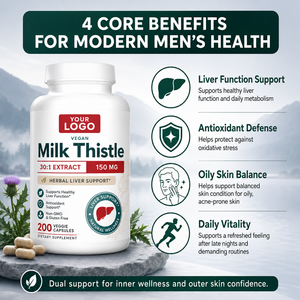 GMP Certified Milk Thistle Silymarin Vegan Capsules 150mg 30:1 Extract <b>Liver</b> Wellness Antioxidant Herbal Daily <b>Supplement</b> - Product Image 6