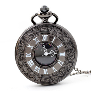 Reloj de bolsillo de cuarzo con número romano Steampunk de <span class=keywords><strong>medio</strong></span> cazador de Metal dorado antiguo con cadena de collar - Product Image 4