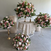 Boule de fleurs artificielle rose et feuilles vertes pour mariage, décoration de centre de table pour événements – Grande Vente