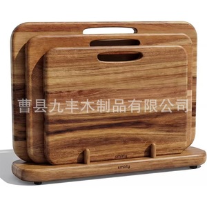 ชุดเขียงไม้เนื้อแข็งทรงสี่เหลี่ยมพร้อมที่จับและฐานสำหรับเตรียมอาหาร - Product Image 2