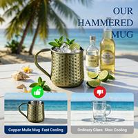 Mug Moscow Mule Stainless Steel 500ml, Cangkir Koktail Berpalu, Perunggu Antik, Perlengkapan Bar untuk Bir, Teh Dingin, Kopi, dengan Gagang Kokoh