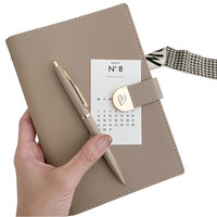 Carnet de notes de luxe A6 à feuilles mobiles personnalisé, mignon, mini, en cuir PU, pour filles et femmes, 80 feuilles
