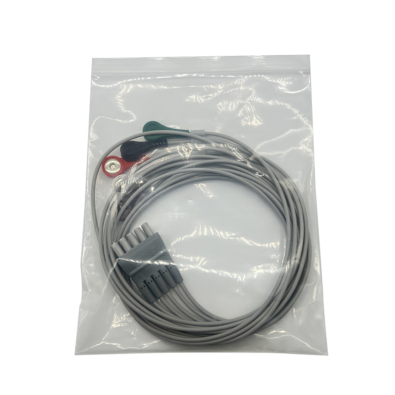 Welch Allyn ECG Lead Set 5 Wire Snap Grey TPU Twin Pin Connector 9293-059-50