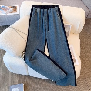 Jeans Suit with <strong>Patchwork</strong> <strong>Top</strong>, New Style Casual Wide-leg Long Pants, Two-piece Set for Spring and Autumn. - Product Image 3