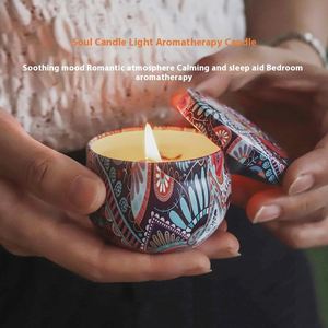 Bougies parfumées de luxe en cire de soja avec pierres de cristal dans des boîtes en étain pour l'aromathérapie – Idéales pour les fêtes - Product Image 5