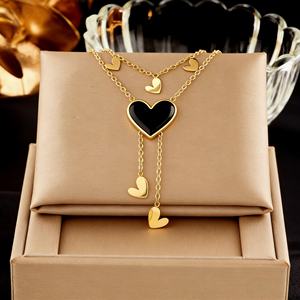 Collier pendentif personnalisé en acier inoxydable de qualité supérieure, plaqué or 18 carats, avec perles, cœur et papillon, pour femme, collier médaillon multicouche, cadeau - Product Image 6
