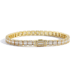 5Mm Ladder Tennis <b>Bracelet</b> <b>Copper</b> Inlaid Zircon Hip Hop <b>Bracelet</b> Box Buckle Tanjing Fashion Lijing Necklace - Product Image 5